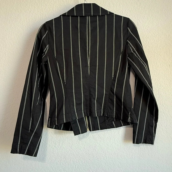 White House Black Market Women’s Washed Stripe Double Zipper Moto Jacket Size 2 - Picture 7 of 10